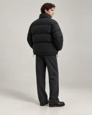Oversized boxy matte puffer jacket back view
