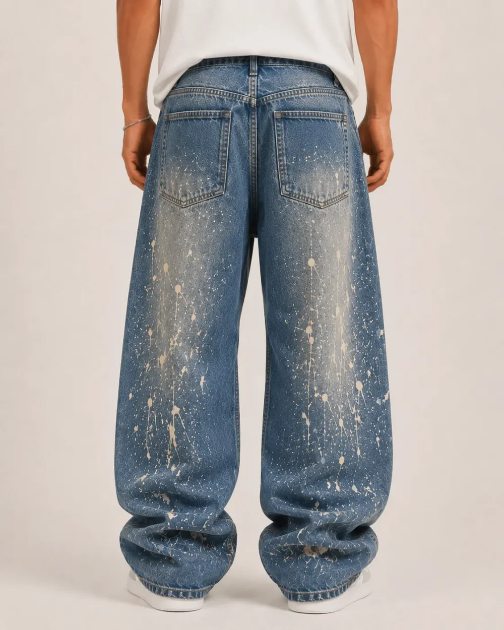 paint-splatter-baggy-jeans-back Paint splatter baggy jeans back view