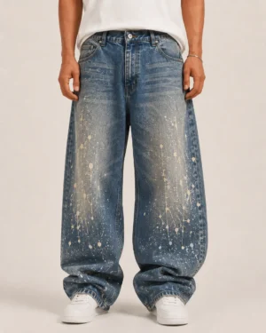 paint-splatter-baggy-jeans-front Paint splatter baggy jeans front view