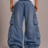 Parachute denim cargo jeans back view