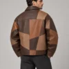 patchwork-leather-jacket-back Patchwork leather jacket back view with mixed leather panels