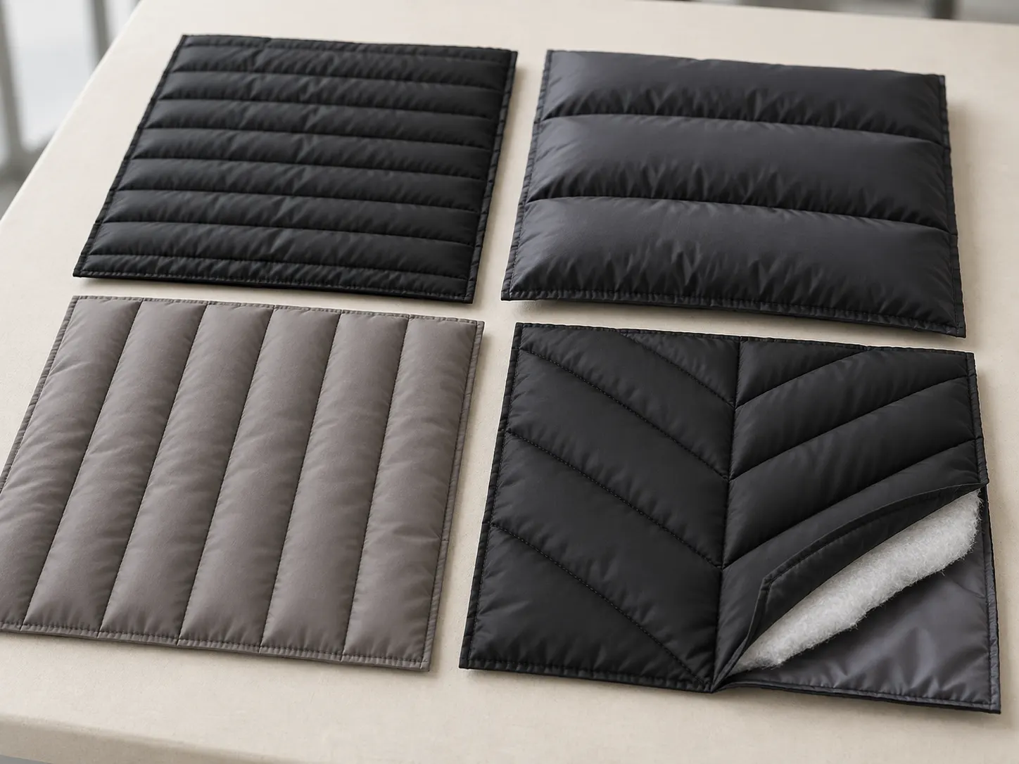 Puffer jacket baffle quilting and insulated channel construction