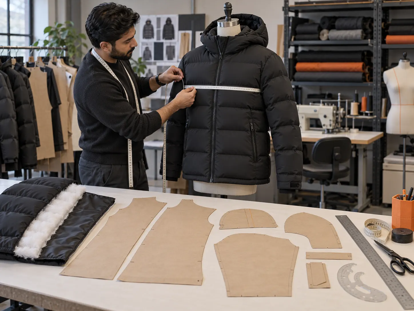 Puffer jacket pattern making fit and size development