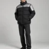 Reflective panel puffer jacket front view