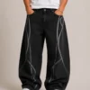 reflective-print-denim-jeans-front Reflective print denim jeans front view