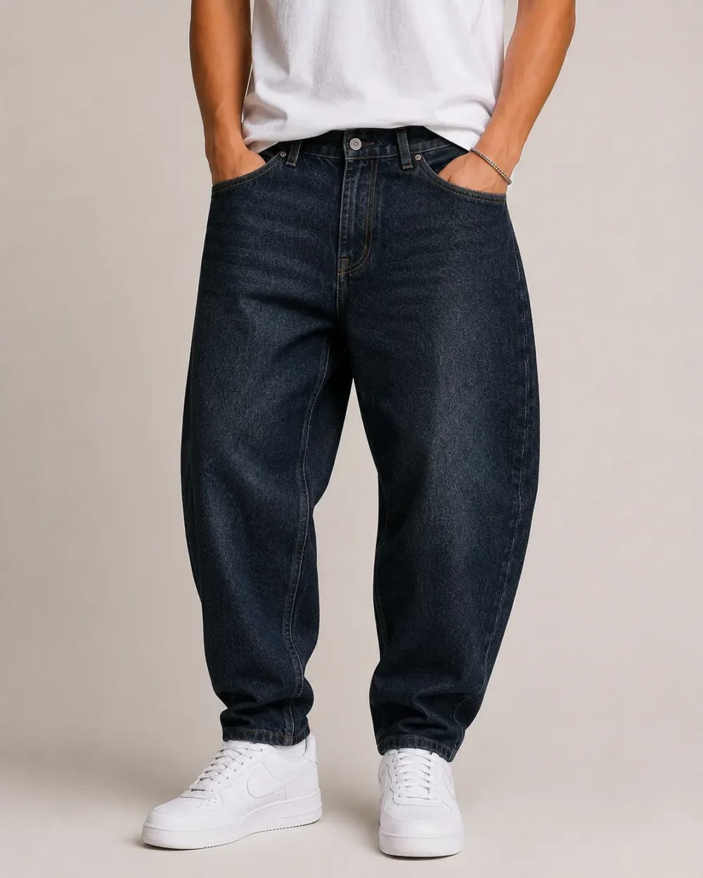 relaxed-tapered-jeans-front Relaxed tapered denim jeans front view