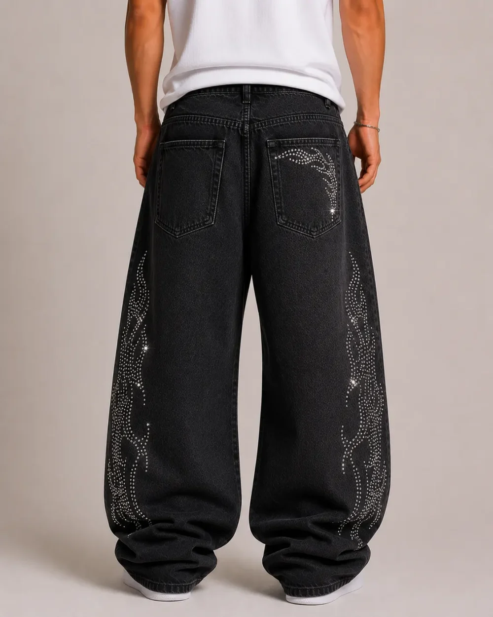rhinestone-denim-jeans-back Custom rhinestone denim jeans back view