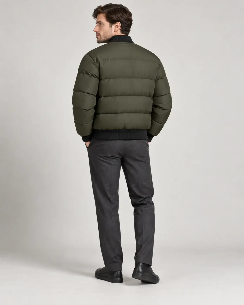 ribbed-puffer-bomber-jacket-back Ribbed puffer bomber jacket back view