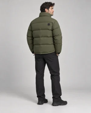 Custom rubber patch puffer jacket back view