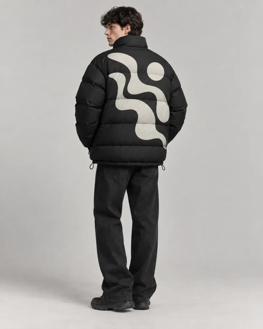 screen-printed-graphic-puffer-jacket-back Screen printed graphic puffer jacket back view