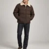 Sherpa collar puffer jacket front view