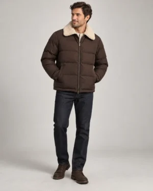 sherpa-collar-puffer-jacket-front Sherpa collar puffer jacket front view