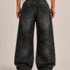 snow-washed-black-jeans-back Snow washed black baggy jeans front view