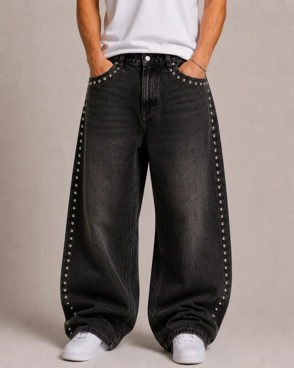 studded-denim-jeans-front Custom studded denim jeans front view