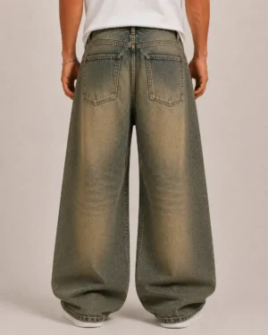 Tinted wash baggy jeans back view