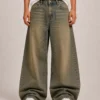 Tinted wash baggy jeans front view
