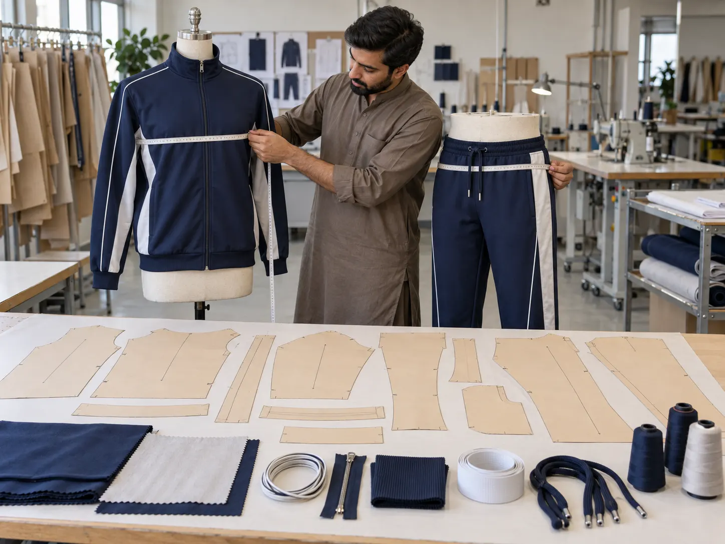 Custom tracksuit jacket and pants pattern making fit measurements and size grading