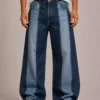 two-tone-panelled-jeans-front Two tone panelled jeans front view