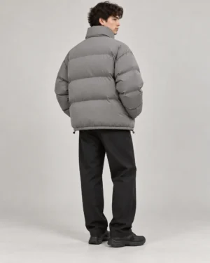 Two way zip puffer jacket back view