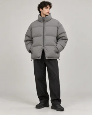two-way-zip-puffer-jacket-front Two way zip puffer jacket front view