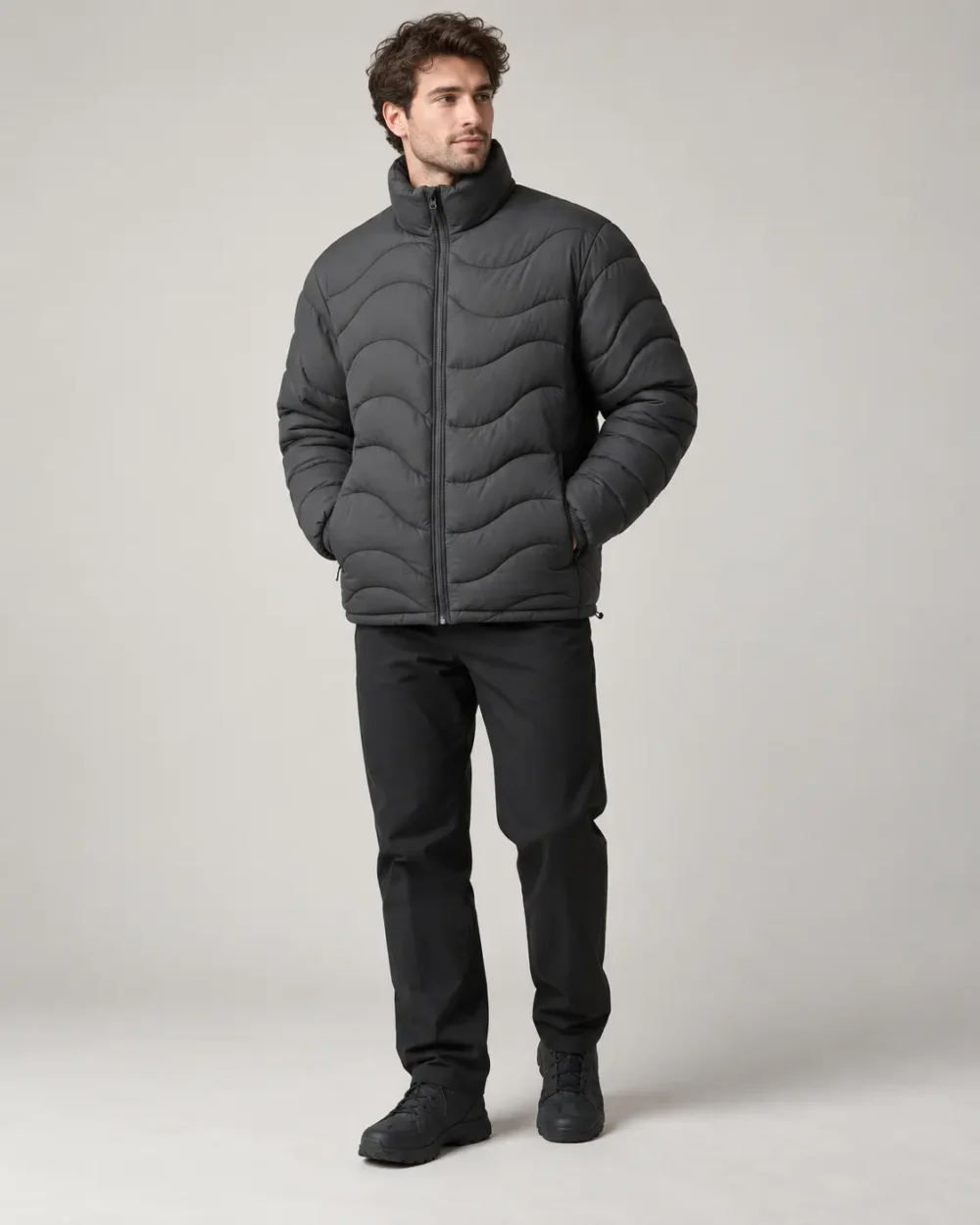 wave-quilted-puffer-jacket-front Wave quilted puffer jacket front view