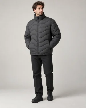 Wave quilted puffer jacket front view