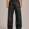 waxed-denim-jeans-front Black waxed denim jeans front view