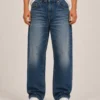 whisker-wash-straight-jeans-front Whisker wash straight jeans front view