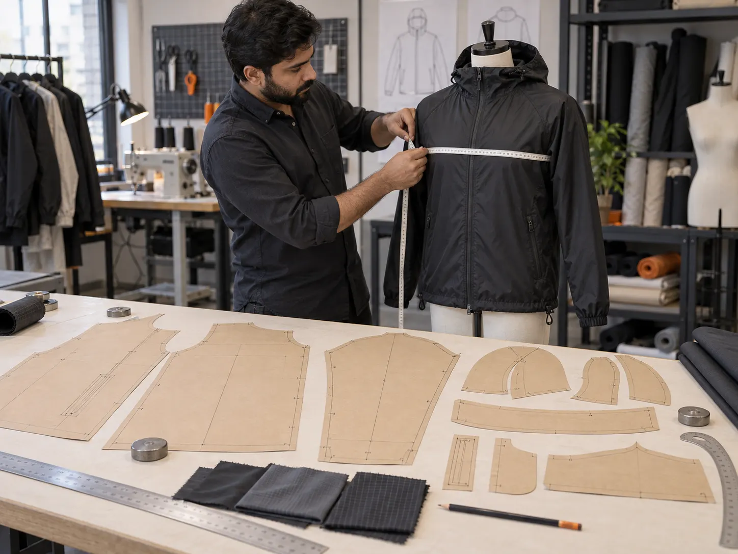 Windbreaker jacket pattern making fit and size development