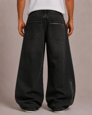 Zip detail baggy jeans back view