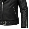 Close-up mockup of biker jacket waist belt, zipped pocket and sleeve cuff