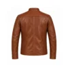 Custom Men’s Cognac Sheep Leather Cafe Racer Jacket